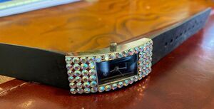 Women's Osirock Watch, Silver Tone Case with Crystal Accents, Black Face, Poly B